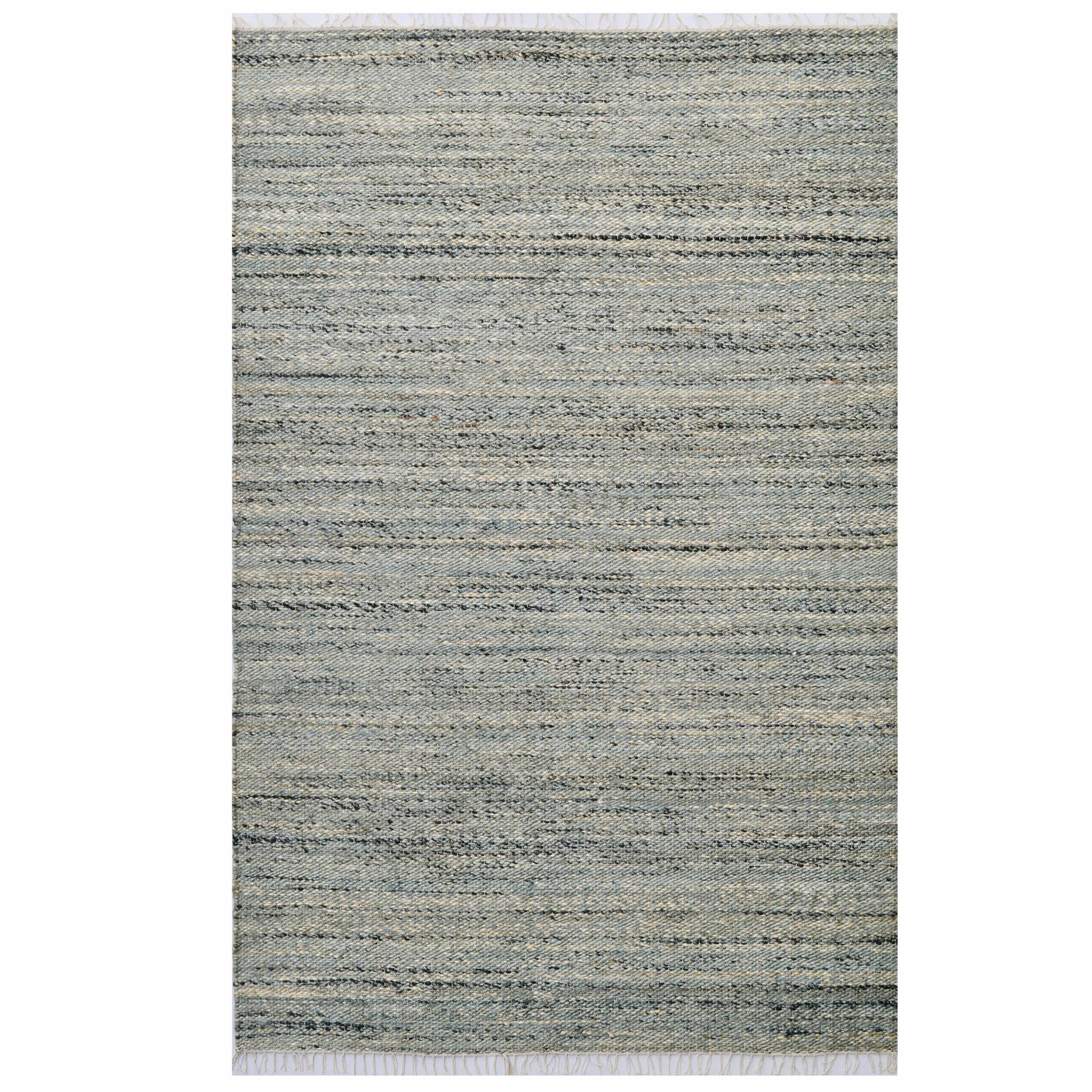 Norris Stripes Sea Green Blue Hand-Woven Natural Jute Rug - 3 Sizes - Green