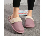 Women Winter Waterproof Button Detachable Liner Warm Plush Slippers Flat Shoes-Purple