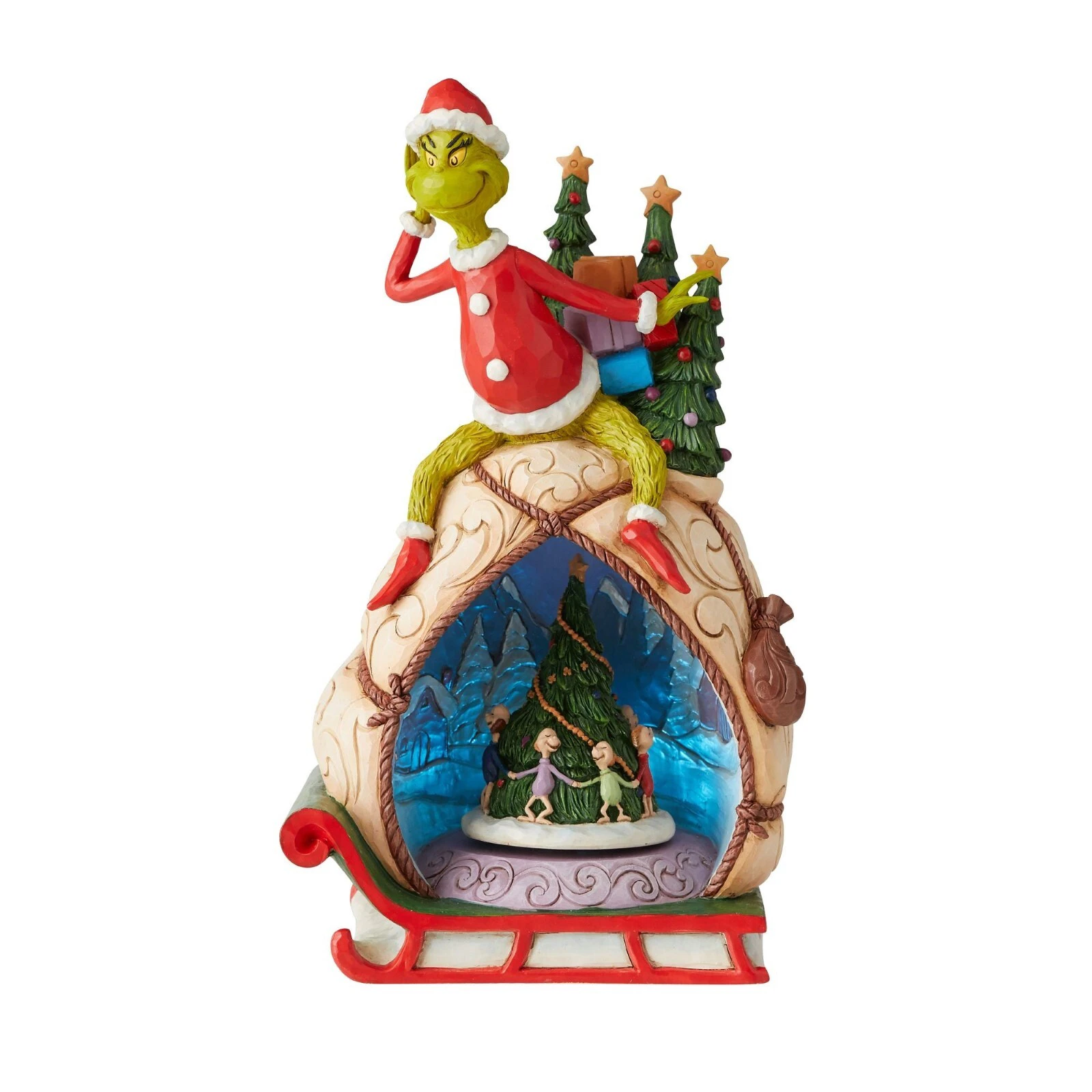 Grinch by Jim Shore Grinch With Lit Christmas Rotatable Scene