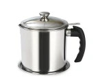 Stainless Steel Grease Container Oil Pot with Strainer for Bacon Fat Cooking Silver
