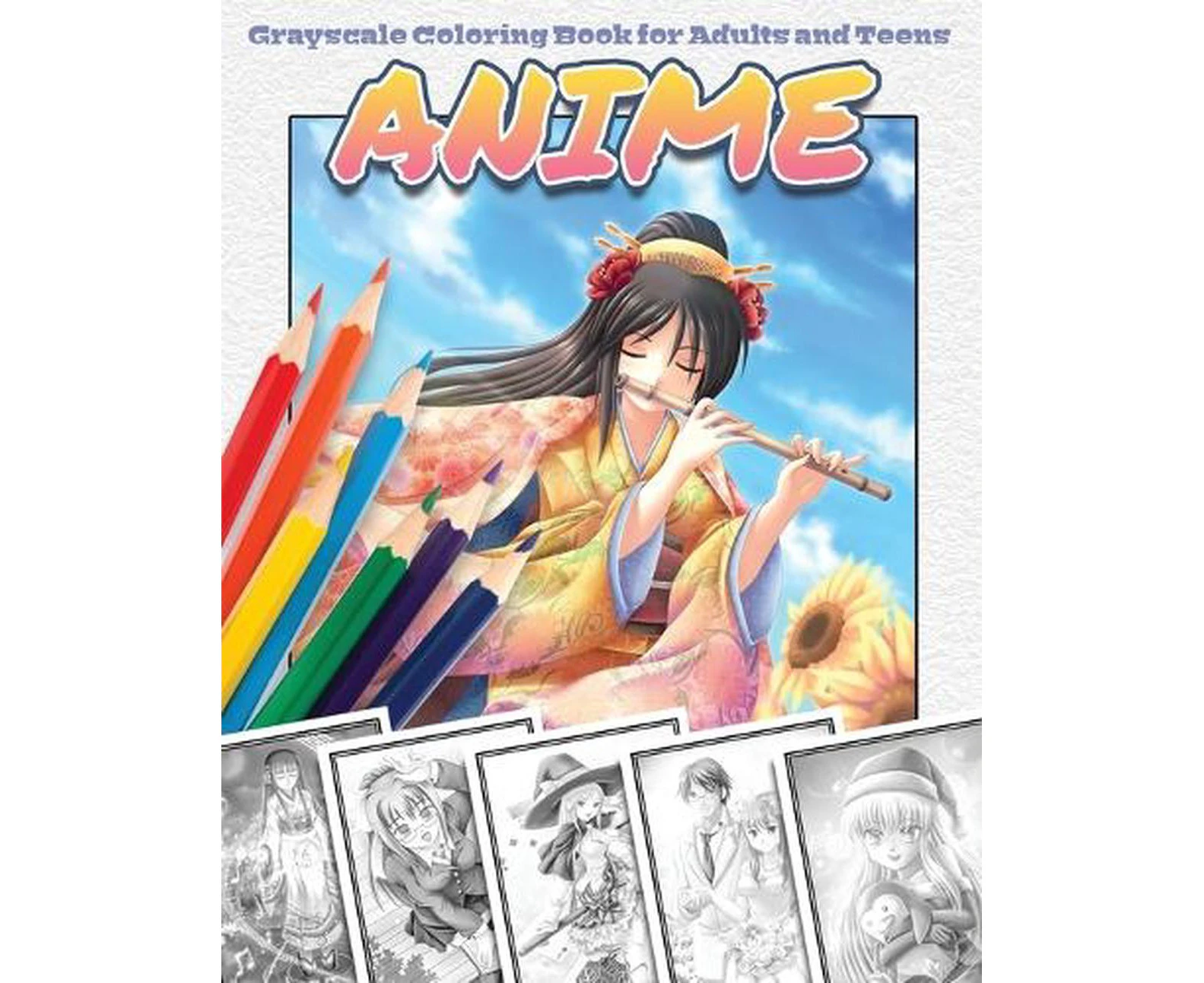 Anime Grayscale Coloring Book for Adults and Teens