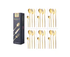 24Pcs Cutlery Set Boxed 410 Stainless Steel Dinner Knife Fork Spoon - Matte Gold Surface