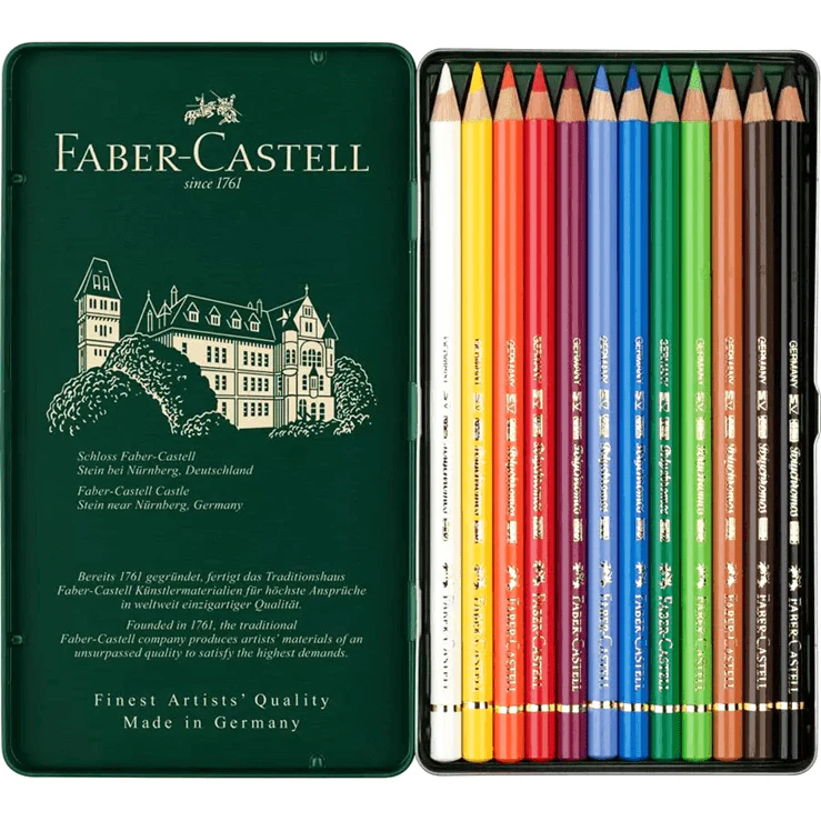 12x Faber Castell Polychromos Artist Colour Colouring Pencils Tin Set