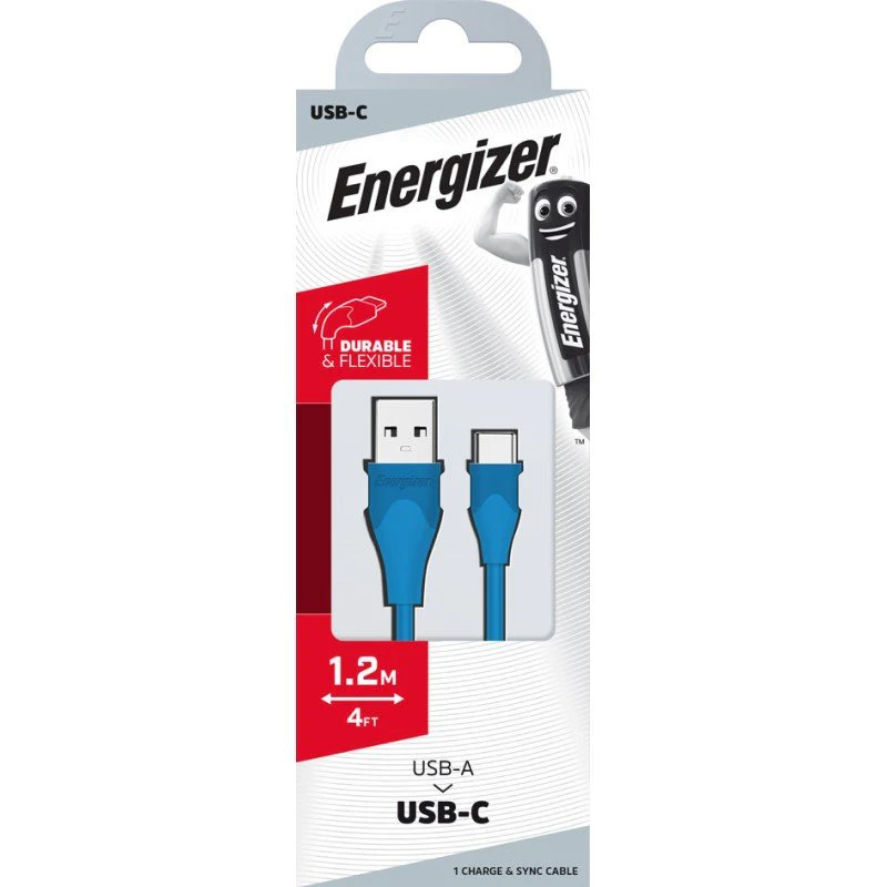 Energizer USB-C Cable 1.2 Metre Mix Case Pink or Blue