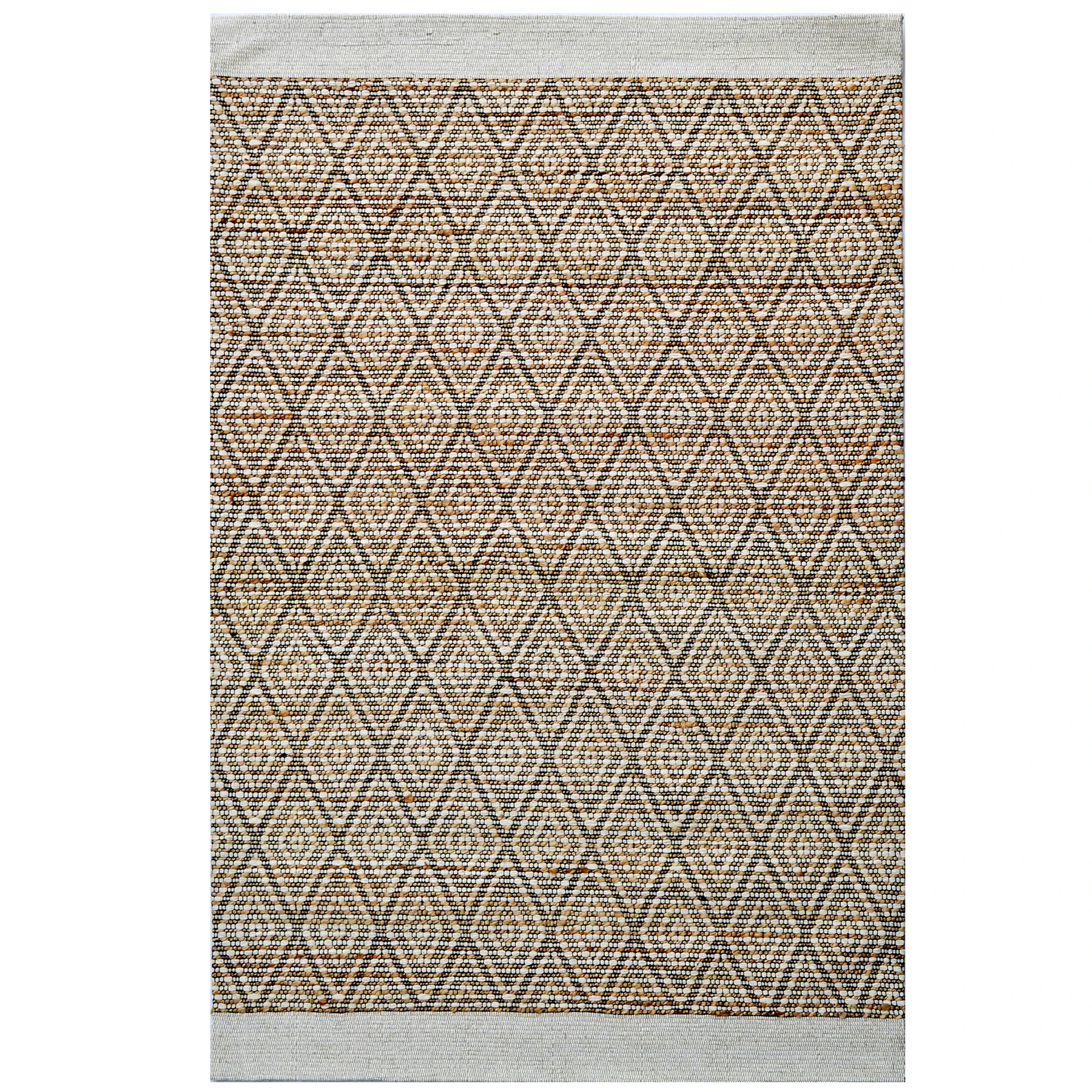 Shelby Diamonds Ivory Natural Hand-Woven Eco-Friendly Wool Jute Rug - 4 Sizes - Ivory