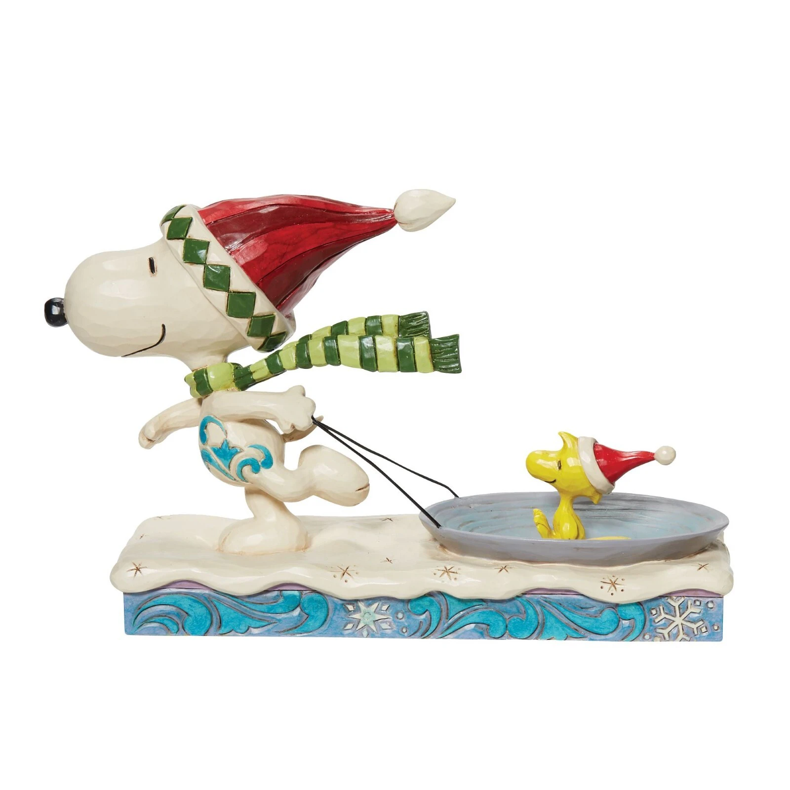 Peanuts by Jim Shore Snoopy & Woodstock on Saucer Dog-Sledding