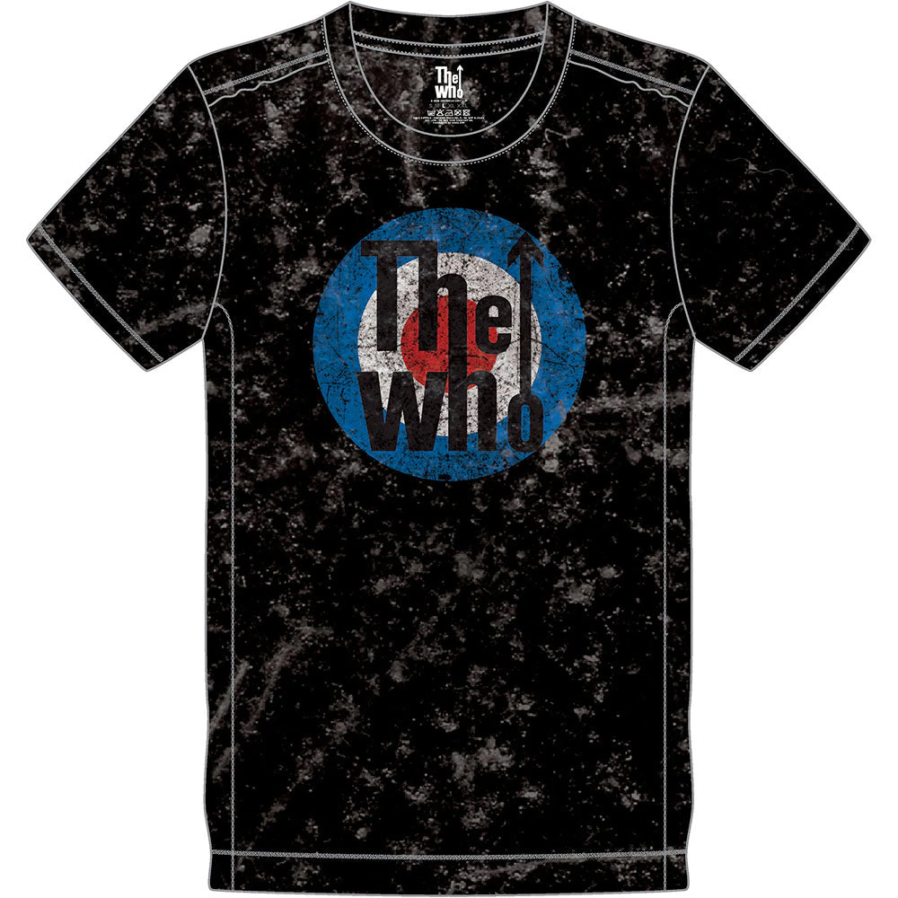 The Who Unisex T-Shirt (Snow Wash): Target Logo - Black