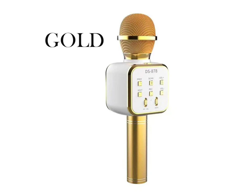 DS 878 Wireless Bluetooth Microphone with Built-in HIFI Speaker For iPhone and Android - Gold