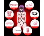 10Pcs Faux Leather Blinder Handcuff Foot Strap Whip Rope Collar Sex BDSM Toy Set-