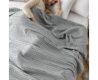 100% Cotton Blanket Cozy Waffle Weave Blanket Soft Quilt Grey