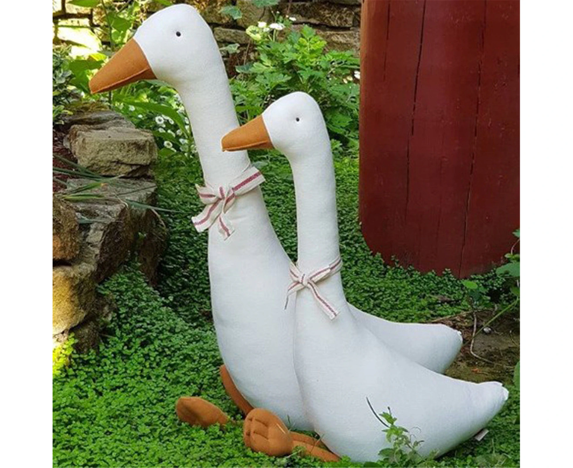 White Cartoon Goose Doll PP Cotton Stuffed Puppet Kid Toy Gift Home Ornament-White - White