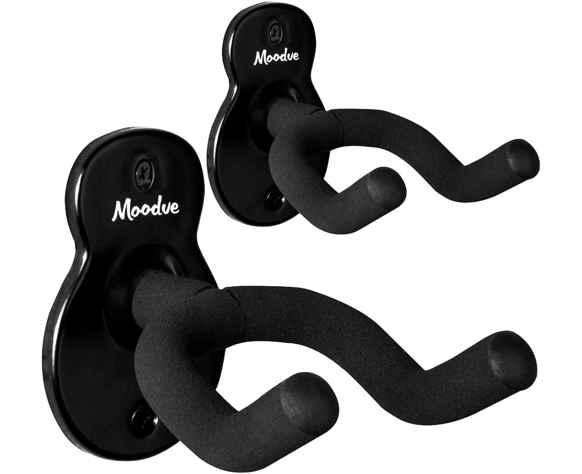 Guitar Wall Mount, 2 Pack Guitar Shape Metal Black Guitar Hook Stand for Bass, Electric Acoustic Guitar(Black)