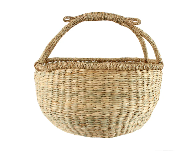 Maine & Crawford Italie Bloga 38cm Seagrass Picnic Basket w/Handle Round Natural