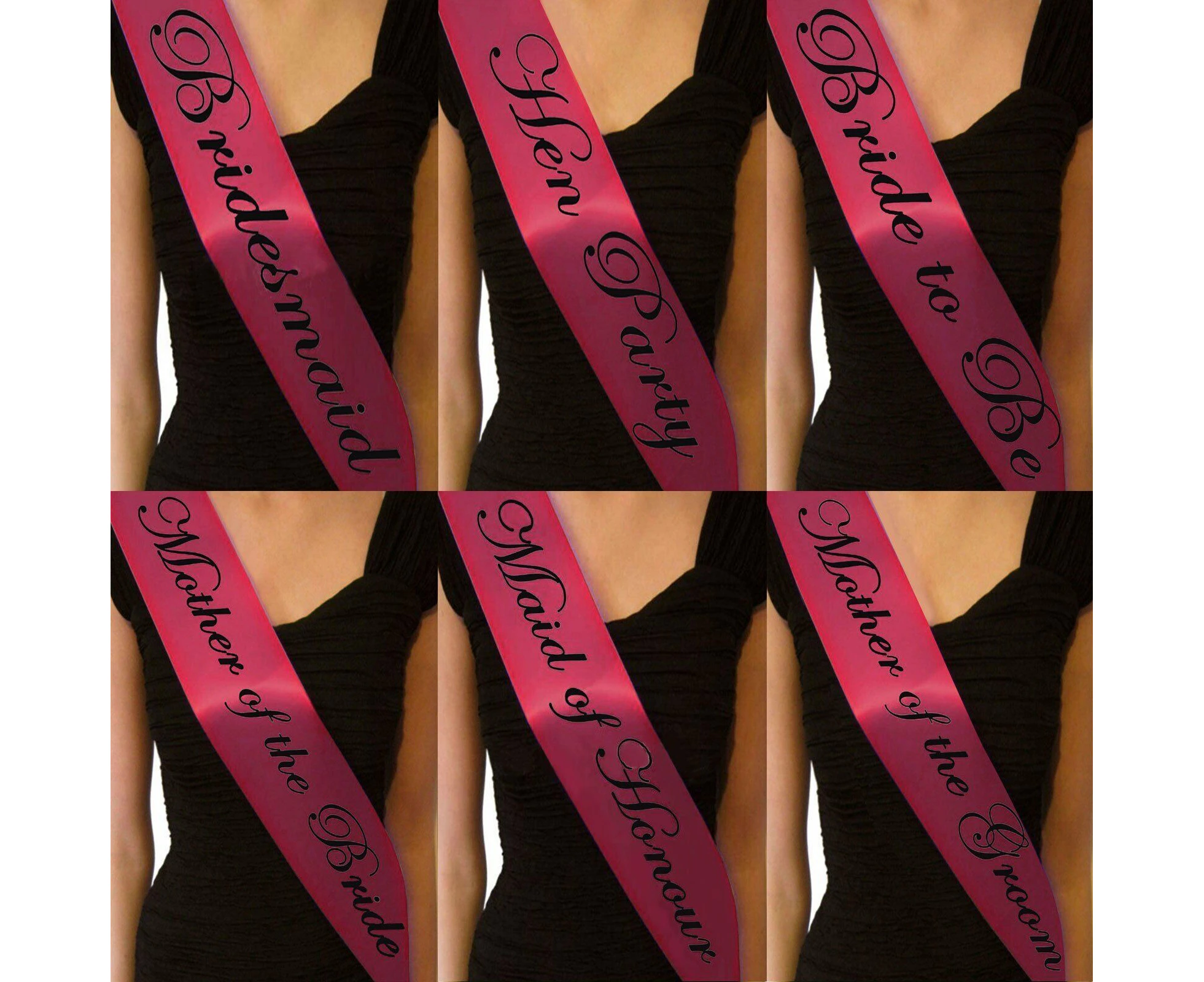 Bride Maid Hotpink Satin Bride Sash Bachelorette Sashes Bridal Shower Hen Night Wedding PARTY 10col