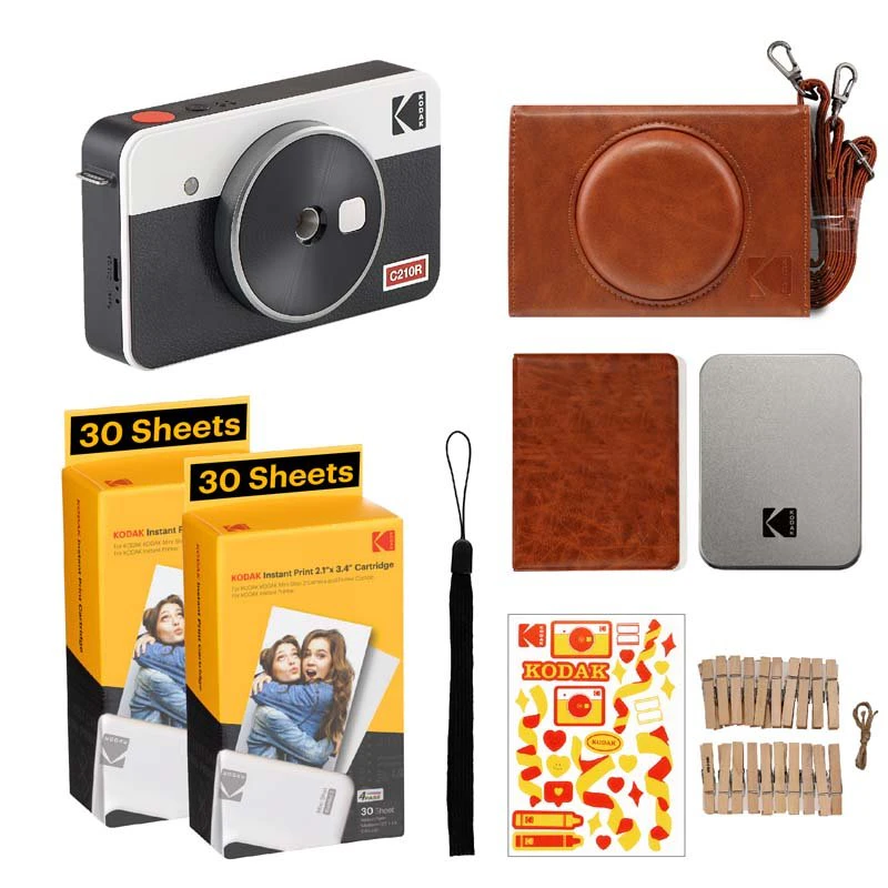 Kodak Instant Camera Mini Shot 2 Retro Cartridge + Accessories Bundle - White