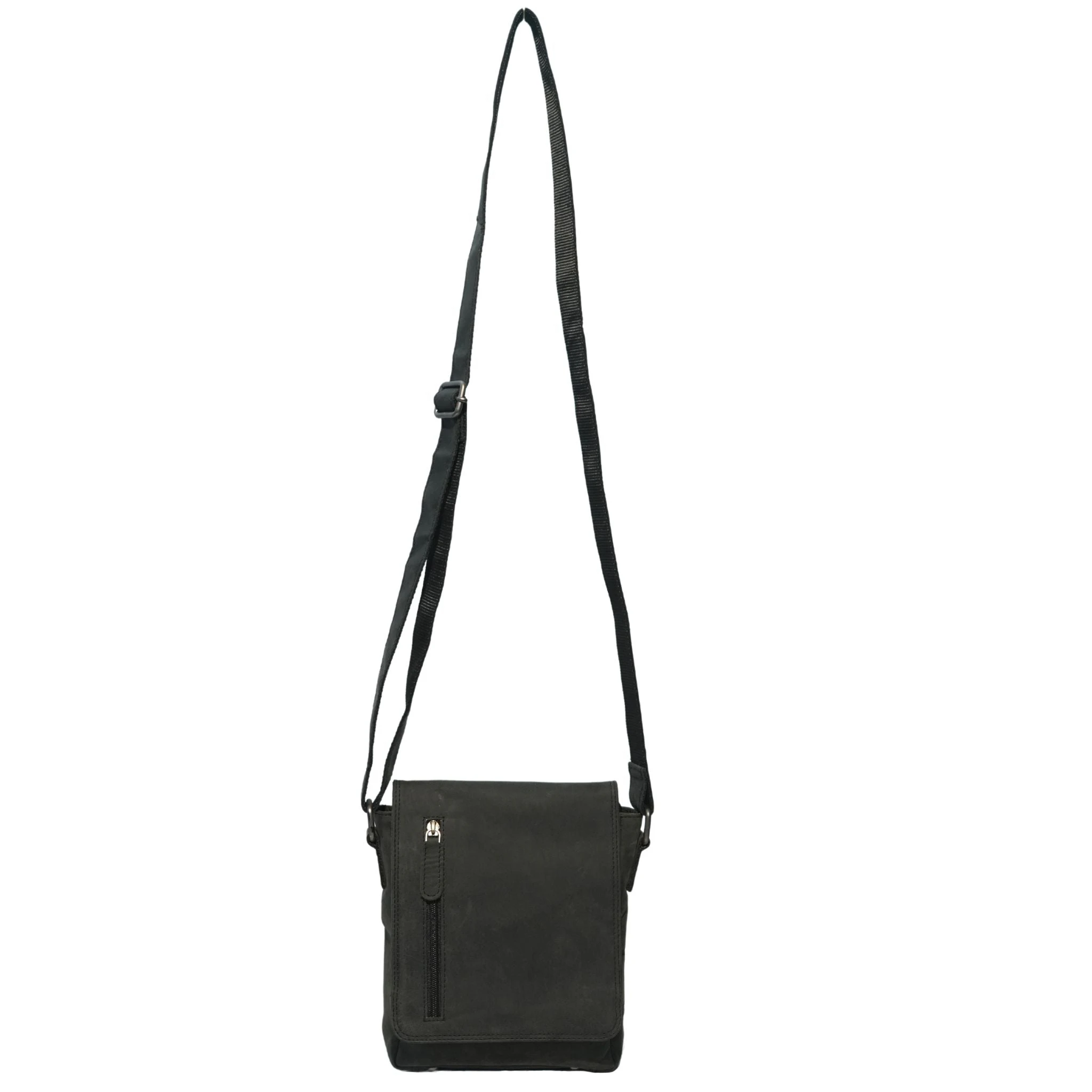 Hunter Leather Crossbody Bag HF109 - Black