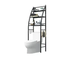 Bathroom Storage Rack Shelves Towel Rack Laundry Washing Machine - Black