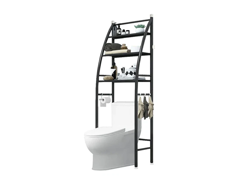 Bathroom Storage Rack Shelves Towel Rack Laundry Washing Machine - Black