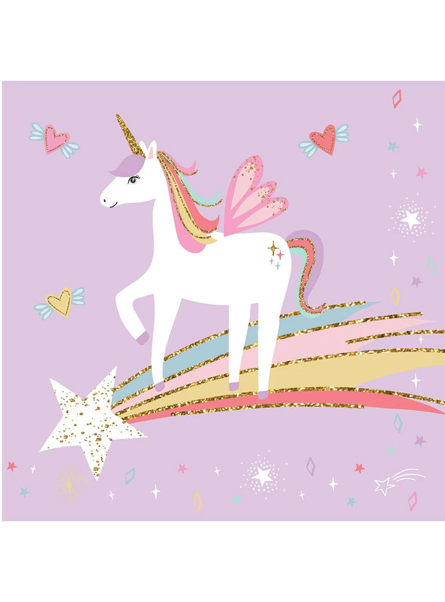 Purple Unicorn 20 Pack Paper Napkins - Genuine Artwrap - New