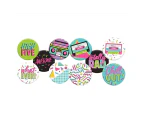 Awesome Party 80's Button Badges 10 Pack