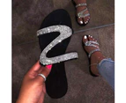 Women Fashion Rhinestone Inlaid Anti-Slip Sandals Slippers Flip Flops Flat Shoes-Pink