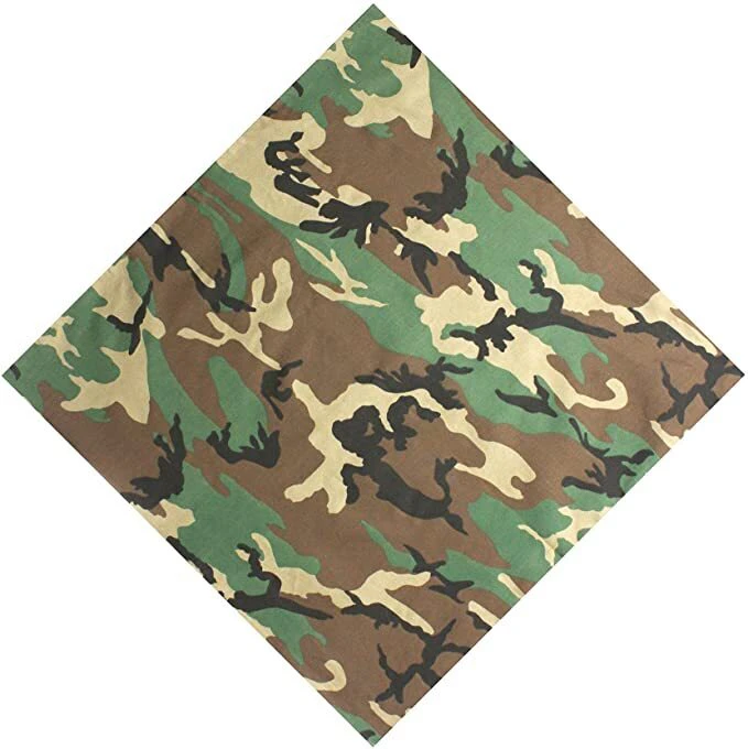 BANDANA Paisley 100% COTTON Head Wrap Durag Bandanna Summer Biker Scarf Mask - Army Camouflage