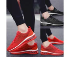 Men Women Breathable Lace Up Air Cushion Sneakers Running Jogging Trainers Shoes-Black  White