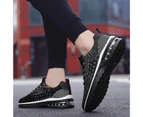 Men Women Breathable Lace Up Air Cushion Sneakers Running Jogging Trainers Shoes-Black  White