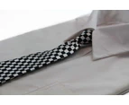 Kids Boys Black & White Patterned Elastic Neck Tie - Mini Checkers