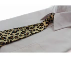 Kids Boys Gold Patterned Elastic Neck Tie - Leopard Gold