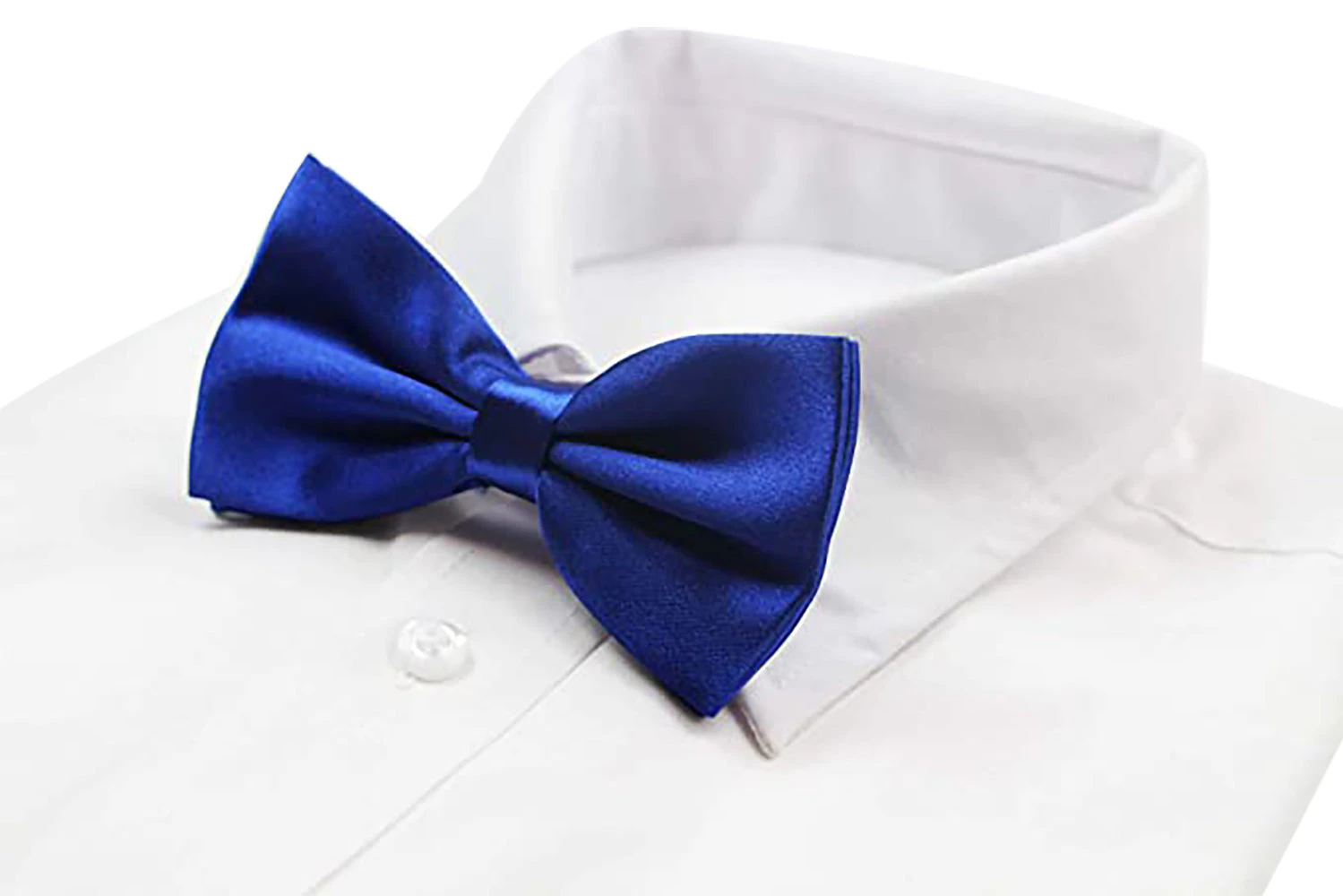 Mens Blue Solid Plain Colour Bow Tie