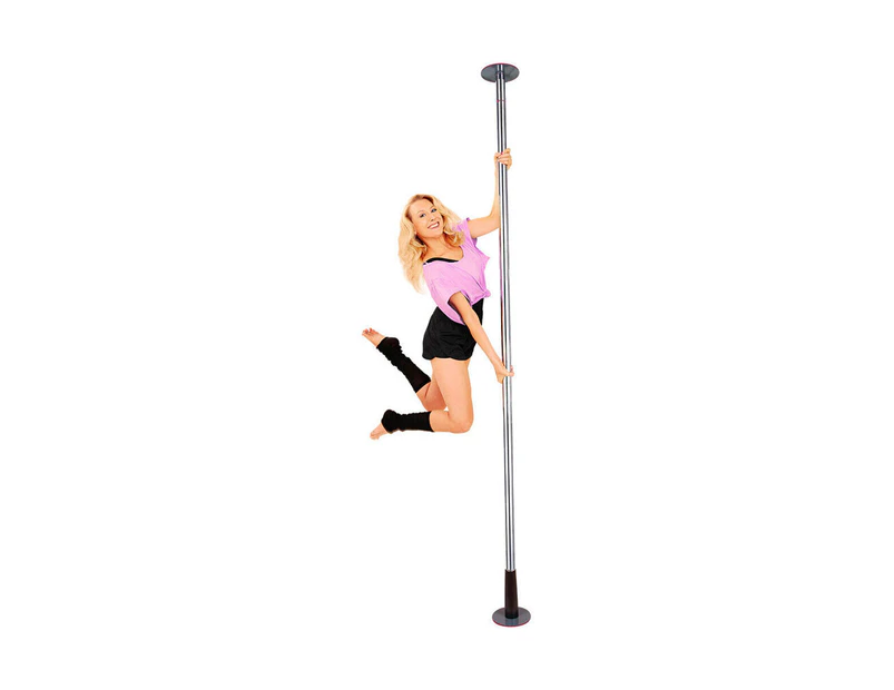 Vistara 2 in 1 Spin or Static Dancing/Exercise/Yoga Pole Chrome w/Carry Bag