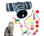 22Pcs/Set Cat Tunnel Toys Kit Three-way Relieve Boredom Collapsible Kitten Playing Tube Kitten Wand Mice Toys Cat Supplies