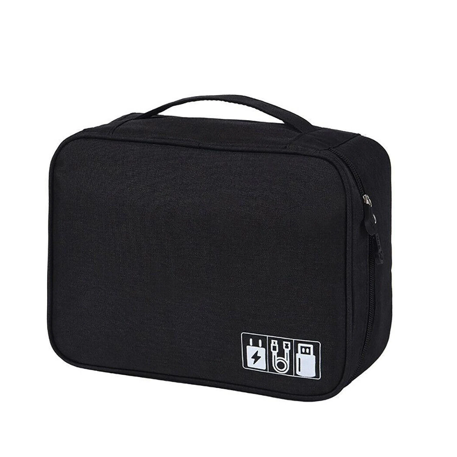 Travel Pouch Organizer Bag Cable Case Storage - Black