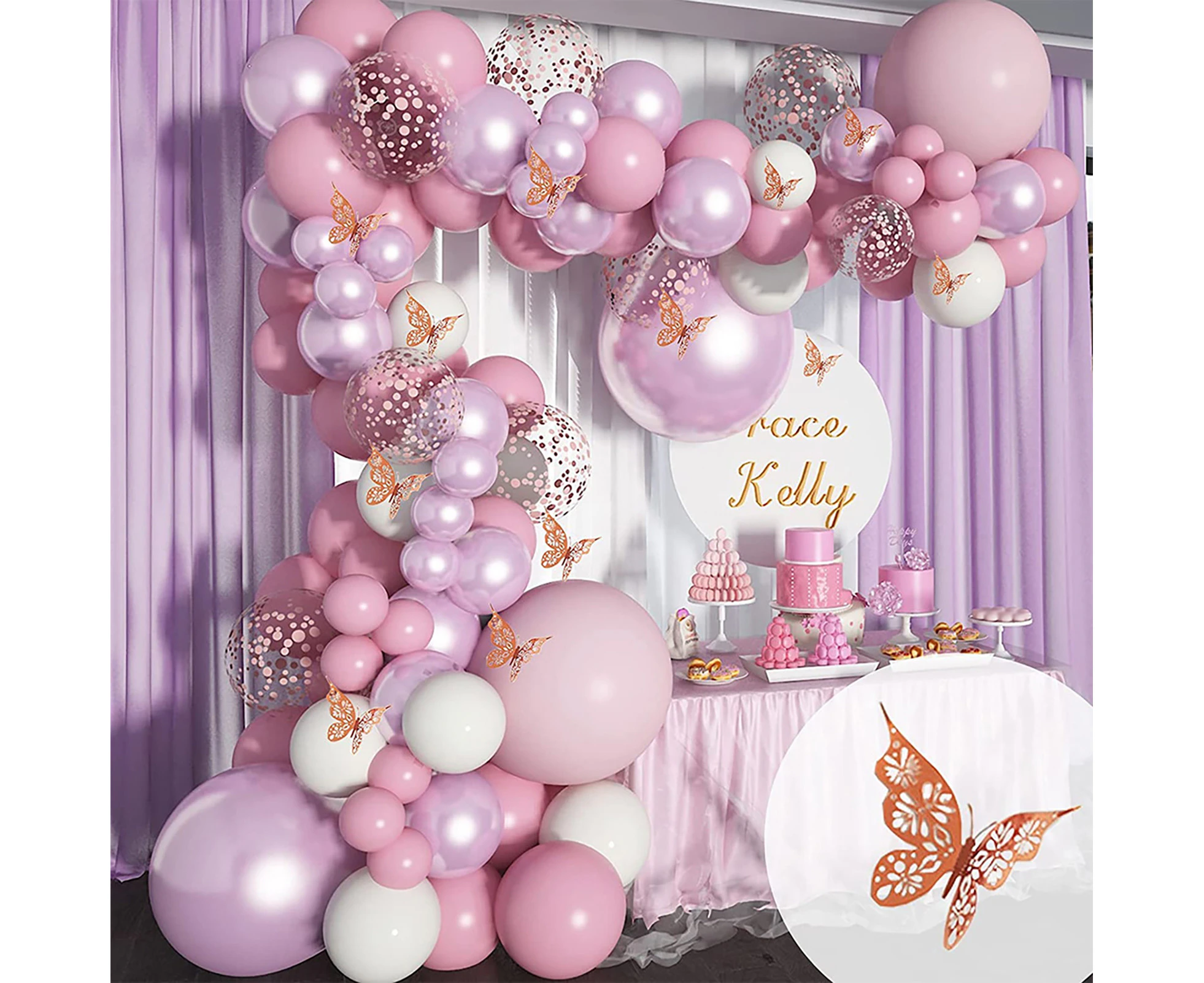 1 Set Balloon Arch Set Easy Install Multi-functional Emulsion Happy Festival Balloon Garland Bar Decor Pink