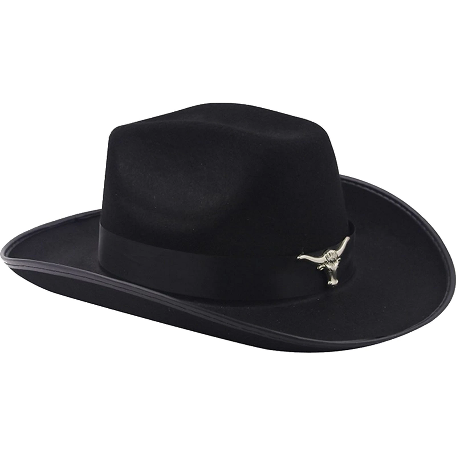 Adult Black Texas Longhorn Cowboy Hat