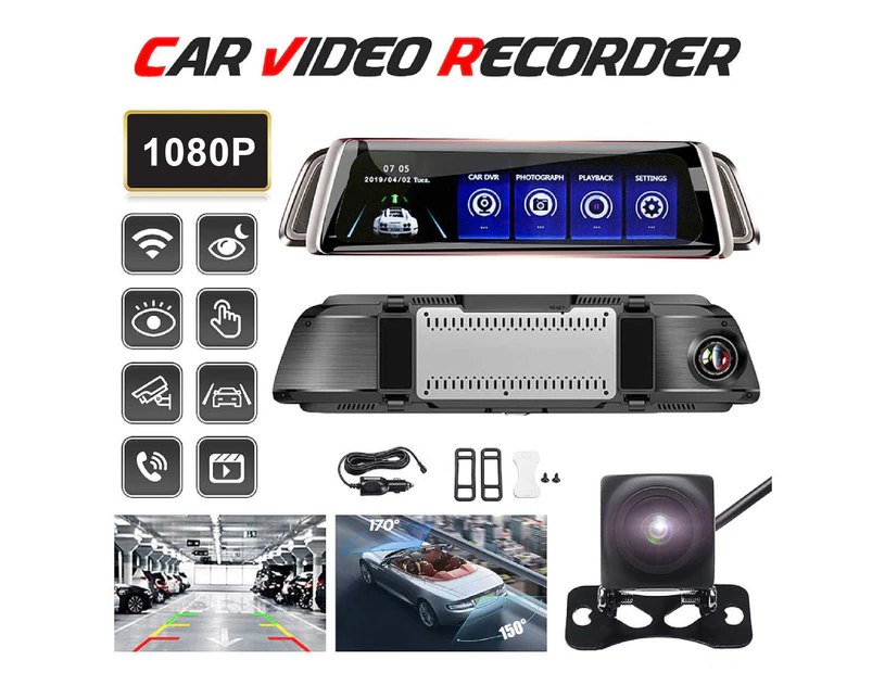 K1-148 Car DVR Full HD-compatible Wide Compatibility 10-Inch 1080P Rearview Mirror Car Dash Cam for Automobiles