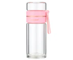 Double Wall Glass Tea Infuser Bottle Tea Tumbler With Infuser Portable Tea Bottle For Loose Tea Travel Tea Mug With Strainer Dual-use Tea Cup(Pink) - Pink