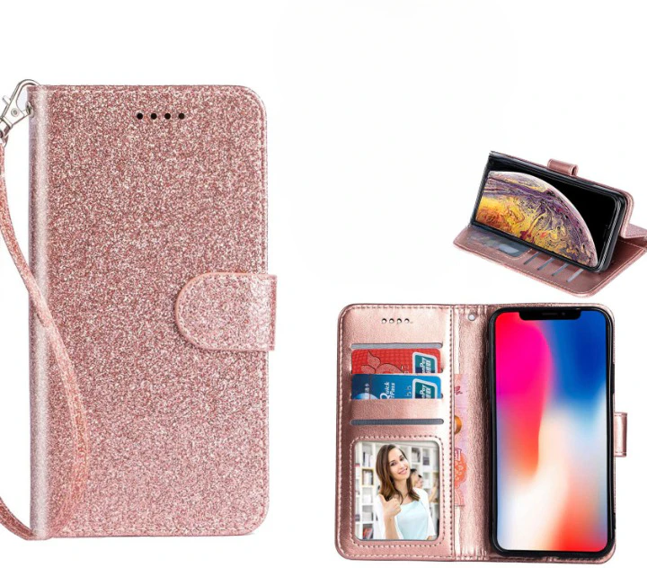 Samsung Galaxy S21 Case Wallet Cover Glitter Rose Gold