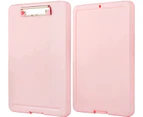 Clipboard with Storage Pink, Plastic Storage Clipboards with Low Profile Clip, Heavy Duty Nursing Clipboard Holds 150 Letter Size Sheets