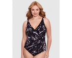 Miraclesuit Swim Women's Tempest Oceanus Plus Sized Shaping Swimsuit in Black/brown