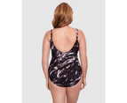 Miraclesuit Swim Women's Tempest Oceanus Plus Sized Shaping Swimsuit in Black/brown