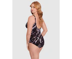 Miraclesuit Swim Women's Tempest Oceanus Plus Sized Shaping Swimsuit in Black/brown