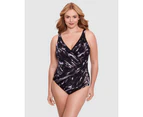 Miraclesuit Swim Women's Tempest Oceanus Plus Sized Shaping Swimsuit in Black/brown