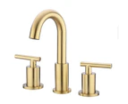 2 Handle 8 Inch Brass Bathroom Sink Faucet 3 Hole Widespread With Valve And Cupc Water Supply Hoses, With Overflow Pop Up Drain Assembly,Brushed Gold