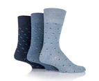 GENTLE GRIP 3Pk Business Socks-Micro Squares-Mens 6-11 - Denim