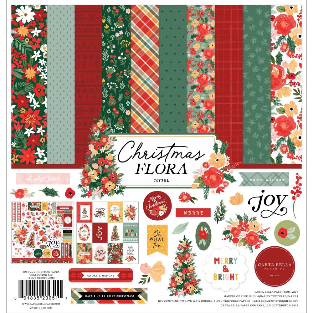 Carta Bella Collection Kit 12"X12" Joyful Christmas Flora*