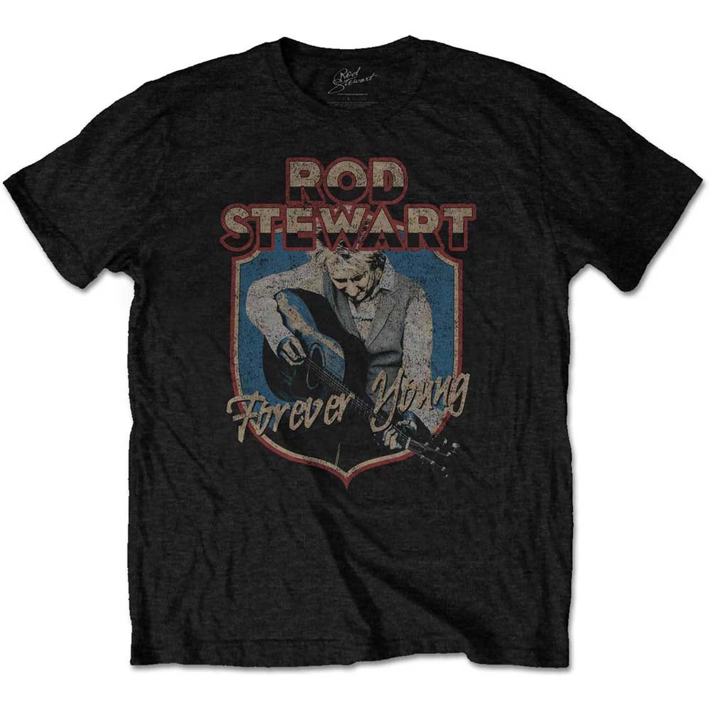 Rod Stewart | Official Band T-shirt | Forever Crest - Black