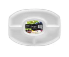 12 x PLASTIC REUSABLE OVAL 4 SECTION SERVING PLATTER 46x33cm White Food Tray BPA Free Grazing Party BBQs
