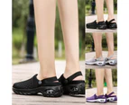Women Clog Slippers Breathable Anti Skid Mesh Slip-on Air Cushion Home Shoes-Black